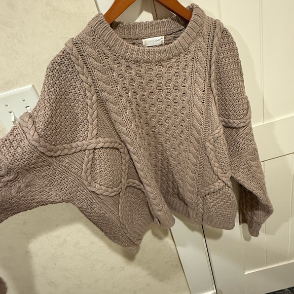 Altar’d State Taupe Cable Knit Sweater – Women’s Small – EUC - Picture 6 of 8